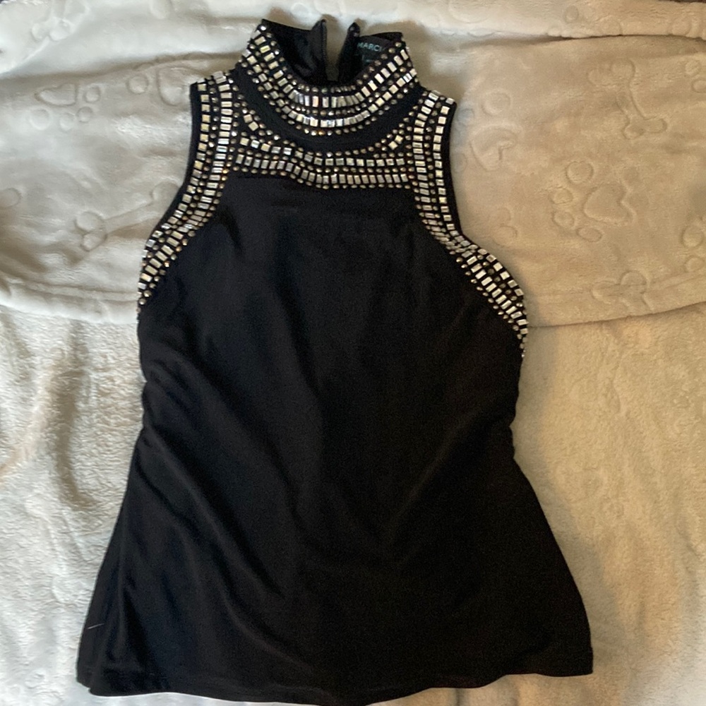 Black tank top with sparkly Diamond pattern on neck and sides